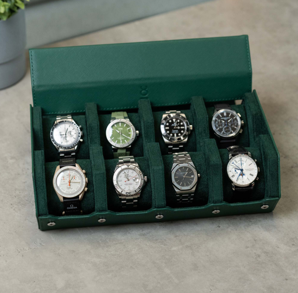 Hexagon groene horlogebox