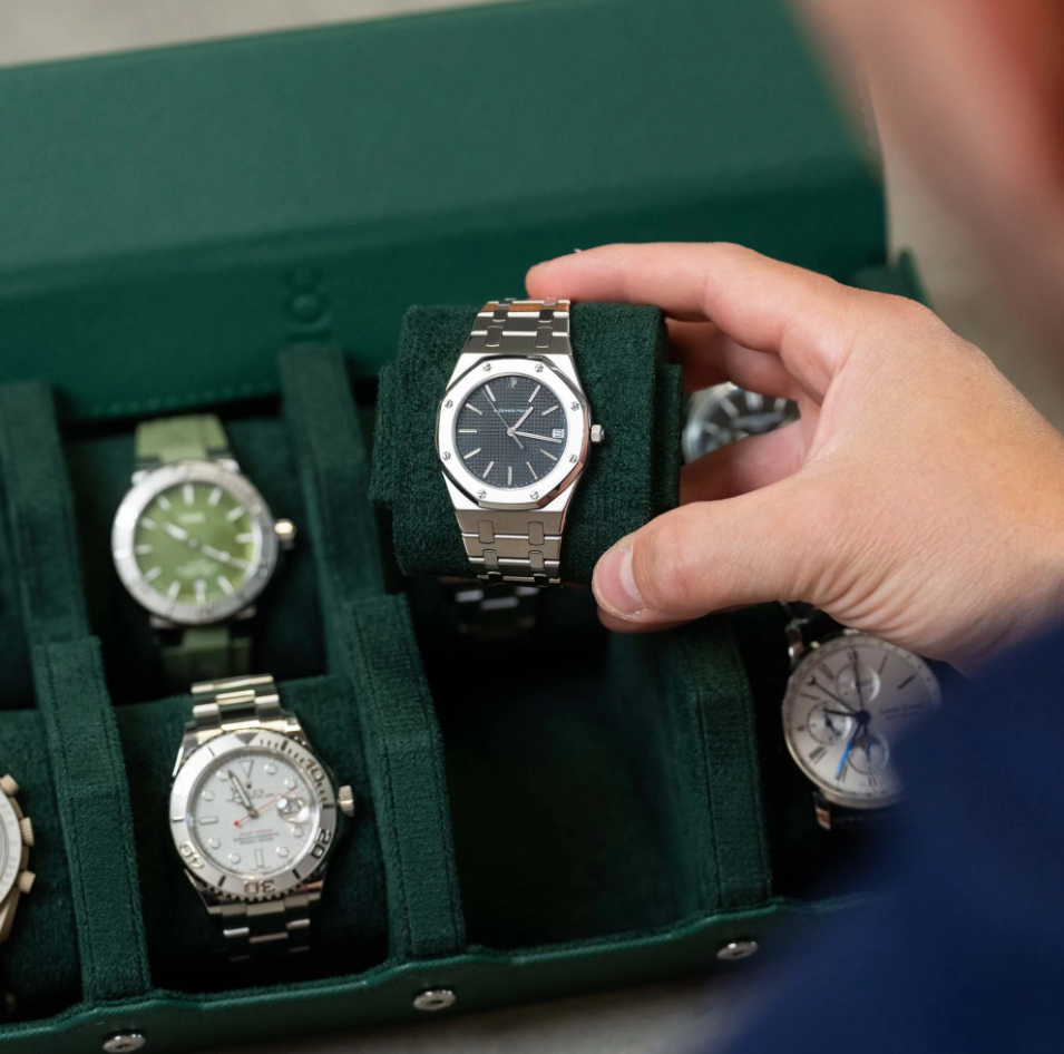 Hexagon groene horlogebox