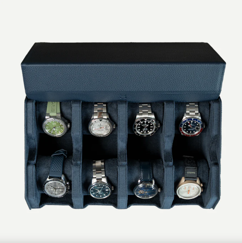 Hexagon navy-blauwe horlogebox