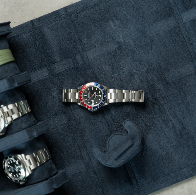 Hexagon navy-blauwe horlogebox